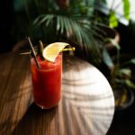 A Cocktail Drink on a Wooden Table